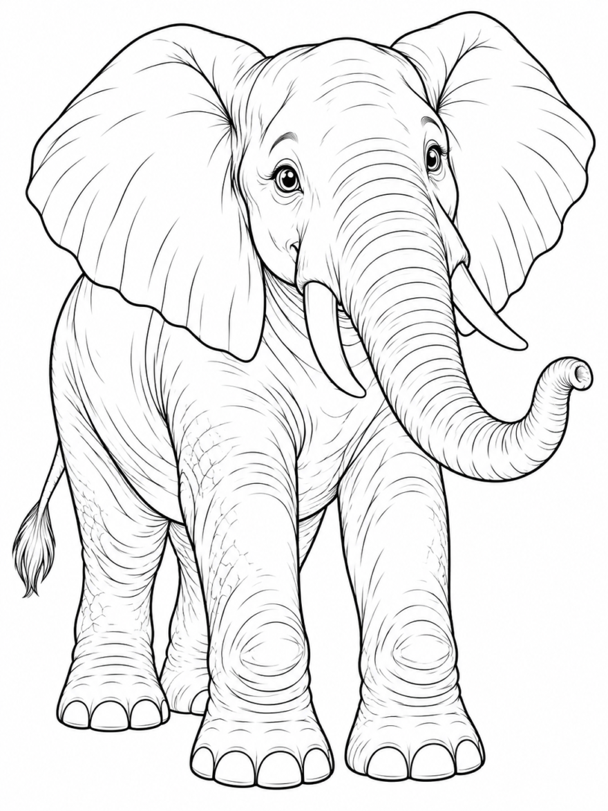 Coloriage Elephant Mignon